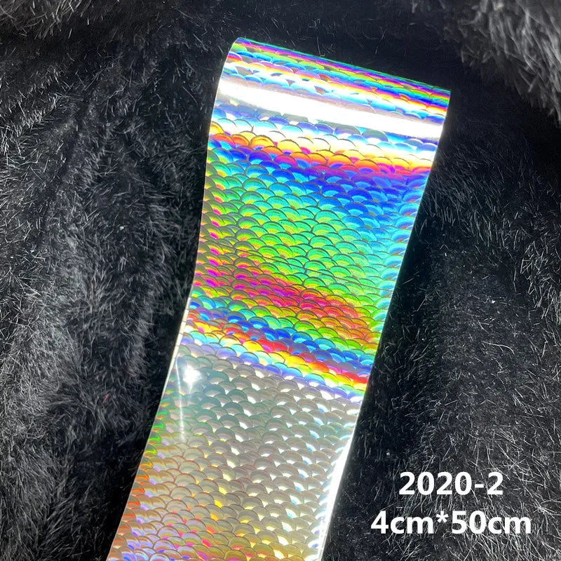 50/100cm Fish Scale Chameleon Nails Metal Nail Art Foil Fish Lure Transfer Decals Wraps Stickers Laser Manicure Decorations