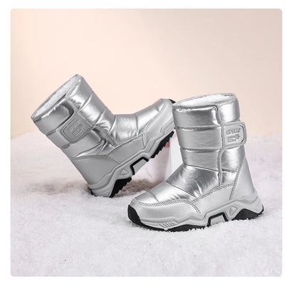 New Kids Snow Boots Winter High-top Warm Cotton Shoes for Children Boys Girls Warm Plush Lining Ankle Boots Anti-skid Waterproof