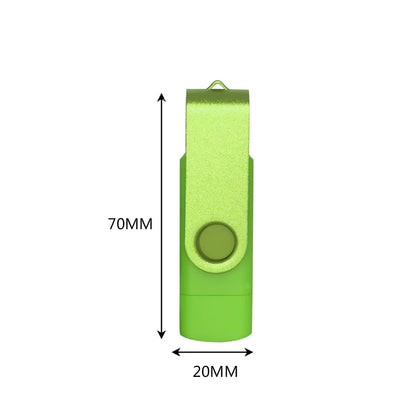 Rotable Usb Flash Drive 128GB 32GB 16GB Pen Drive 256GB Pendrive 64GB 4G OTG 2 IN 1 Memoria Usb Stick Type C Usb 2.0