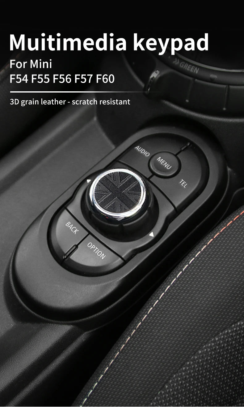 Central Control Volume Multimedia Button Knob Sticker for MINI Cooper F55 F56 F57 F60 Countryman Leather Car Interior Styling