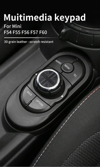 Central Control Volume Multimedia Button Knob Sticker for MINI Cooper F55 F56 F57 F60 Countryman Leather Car Interior Styling