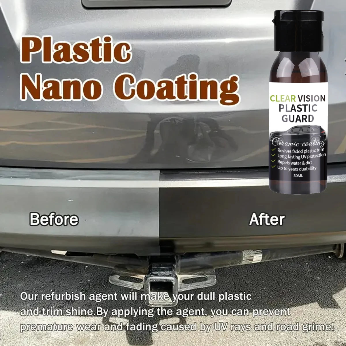 Car Plastic Restorer Ceramic Coating 2-3 Years Long-Lasting Protect Repair Whitening Black Shine Plastic Trim & Rubber Care P9