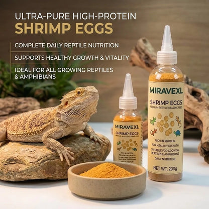 MIRAVEXL Shell-Free High-Protein No-Hatch Shrimp-Based Diet for Reptiles & Fry, Feed for Lizards, Turtles & Amphibian Pets