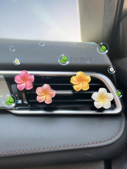 4pcs Car Flower Shape Air Conditioning Outlet Perfume Decoration Clip Air Freshener Diffuser Car Interior Accessories