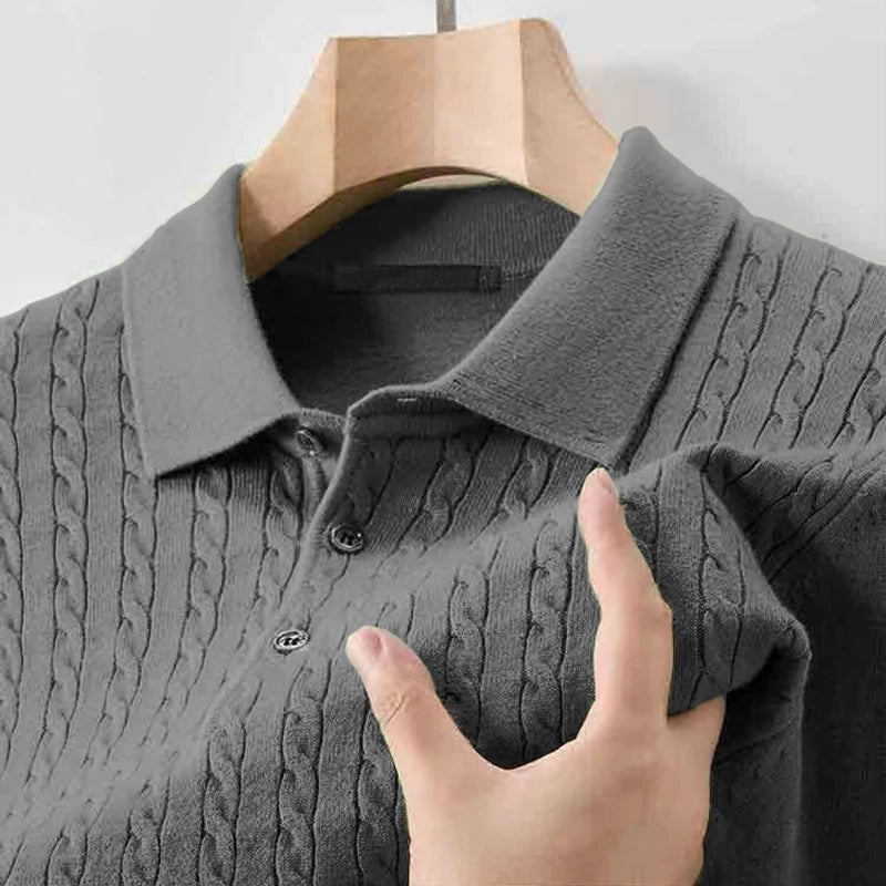 Animal Game Autumn Mens Casual Polo Sweater V Neck Lapel Knit Button Shirts Ribbed Dress Pullover Sweaters Outerwear Cold Blouse