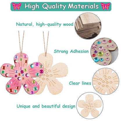 254-piece DIY wooden set featuring butterflies and flowers, wooden butterfly craft set, unfinished wooden butterfly craft set