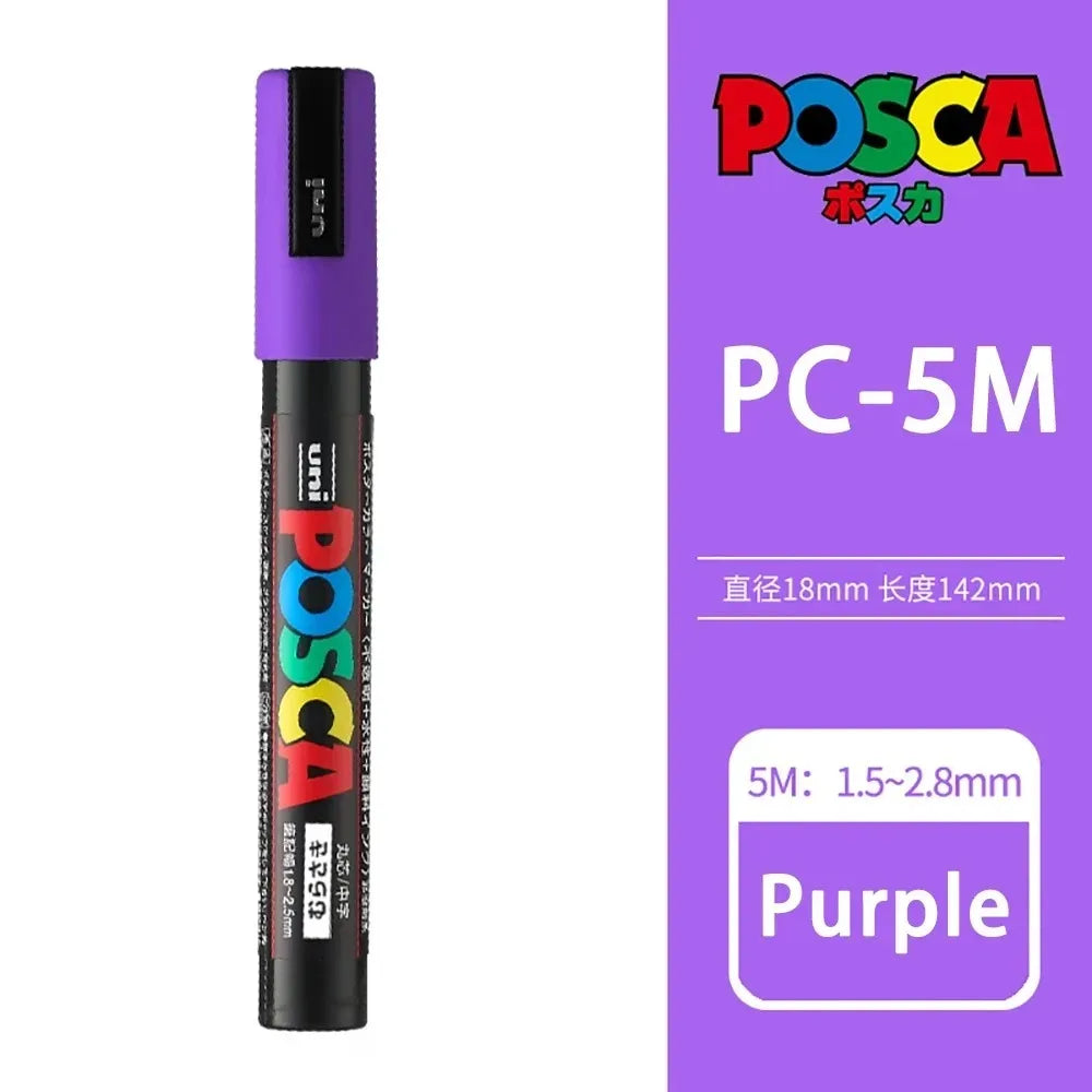 1pcs Japan UNI POSCA Markers PC-1M/3M/5M Acrylic Graffiti Pen Waterproof DIY Stackable Color Art Painting School Supplies