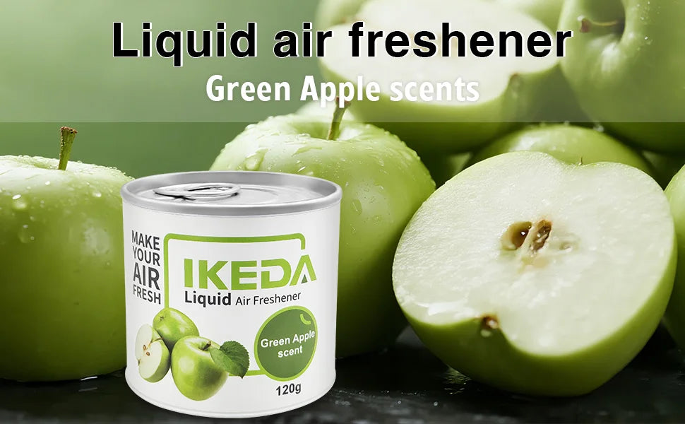 IKEDA 120g Green Apple Scent Liquid Air Freshener, Long Lasting Fruity Fragrance, Powerful Odor Eliminator for Car Home Office,