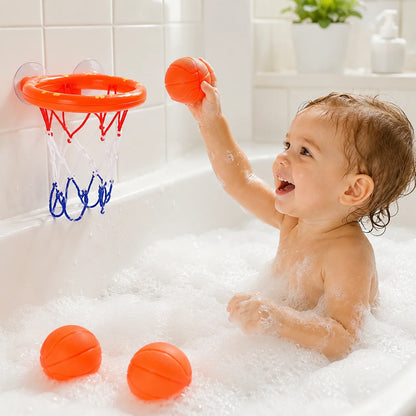 Toddler Bath Basketball Hoop Toy with 3 Soft Balls Strong Suction Cups Bathtub Shooting Game Birthday Gift for Boys Girls