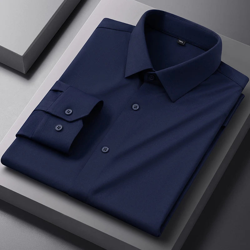 High Stretch Anti-Wrinkle Men's Shirts Long Sleeve Dress Shirts Men Fit Social Business Blouse Social Shirt Men Clothing S-4XL
