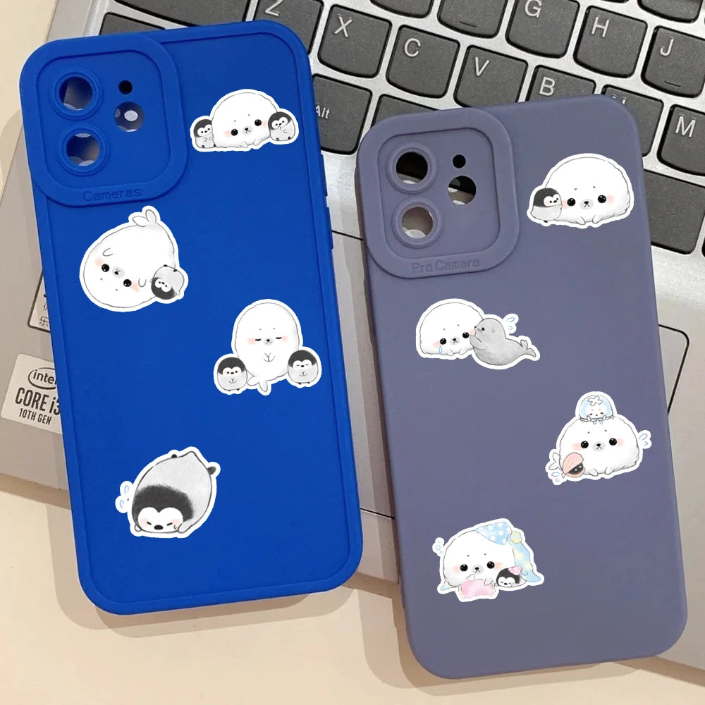 40pcs Cartoon Seal Penguin Stickers Can Be Used To Decorate Luggage Mirrors, Cabinets, Car Water Bottles, Etc., Self-Pasting