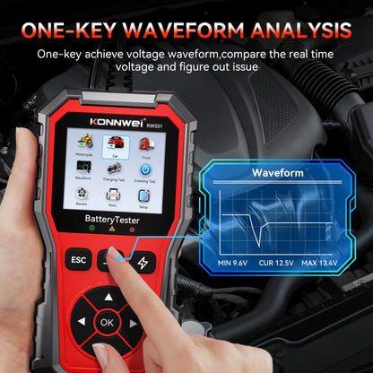 2025 KONNWEi Car Battery Tester Fault Code Clearance Battery Information Monitoring Startup Test Car Battery Charging Scan Tool
