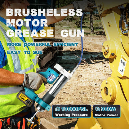Gisam 10000PSI Brushless Electric Grease Gun Kit Electric High-Performance Grease Gun Set Power Tool For Makita 18v Battery Pins