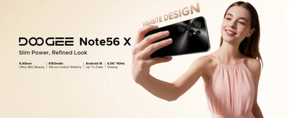 DOOGEE Note56 X Android 16 Smartphone 24GB 64GB 6.56" HD+ Screen 6150mAh Large Battery 8MP+5MP Face Unlock CellPhone
