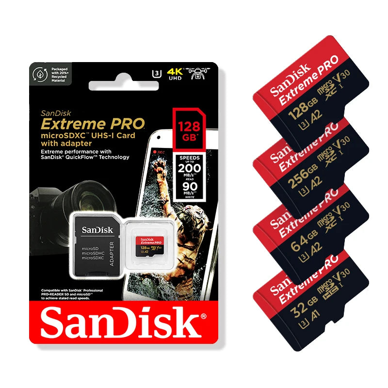 Original Sandisk Memory Card 256GB 128GB 64GB 32GB TF Micro SD Card Class 10 UHS-1 Flash Card Memory MicroSD for Smartphone PC