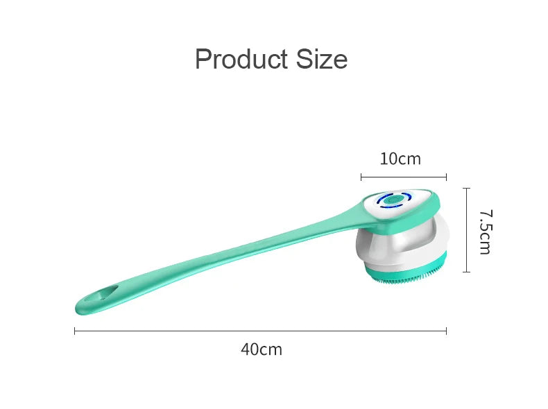Electric Bath Brush 5-in-1 Long Handle Rechargeable Spin Body Facial Scrubber Back Rubbing Cleaning  Massage Spa Shower Brush