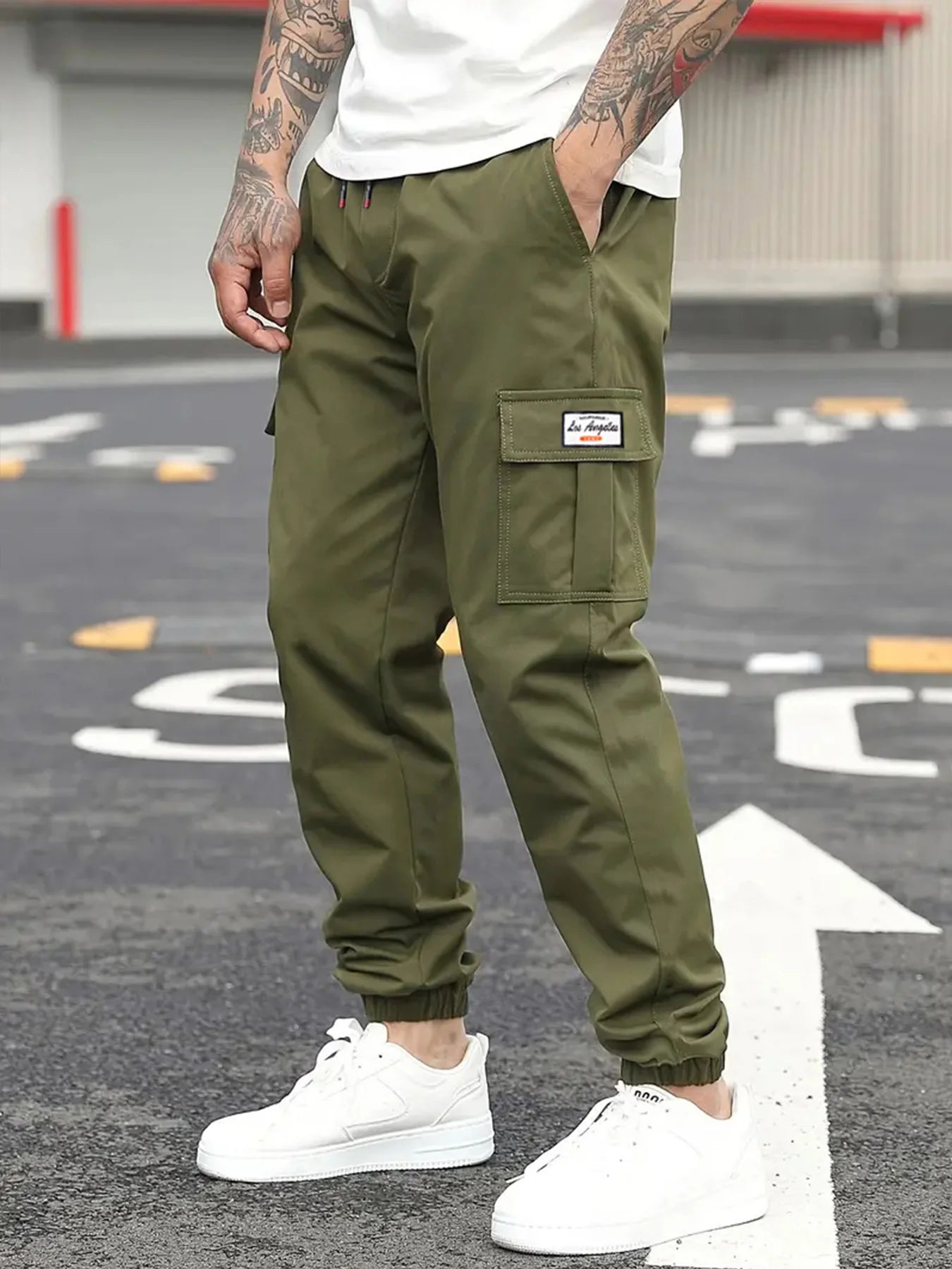 Spring Men's Casual Cargo Pants Men Outdoor Jogging Elastic Waist Drawstring Sweatpants Loose Overalls Trousers Clothing