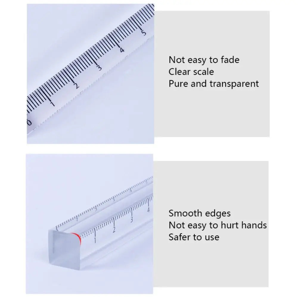 High Quality 15/20/30CM Straight Ruler Transparent Acrylic Cube Ruler Quadrangular Ruler Creative Stationery
