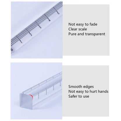 High Quality 15/20/30CM Straight Ruler Transparent Acrylic Cube Ruler Quadrangular Ruler Creative Stationery