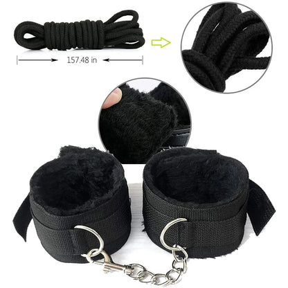 Hot Exotic Bed Bondage Set BDSM Kits Exotic Sex Toys For Women  Adults Games Leather Handcuffs Whip Gag Nipple Clamps Sex Shop