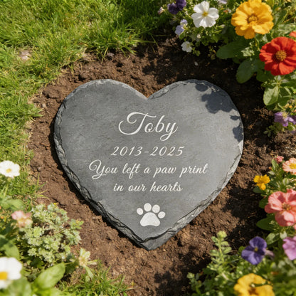 Pet Memorial Photo Slate Custom Heart Picture Stone Dog Cat Memory Stone Home Garden Decoration Gift Keepsake for Pet Lovers