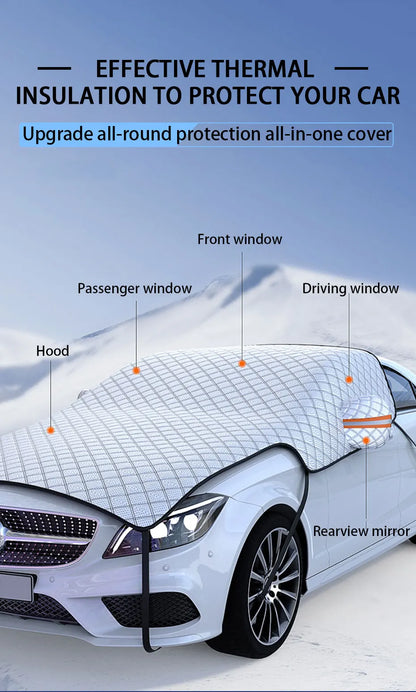 SEAMETAL Upgraded Car Window Snow Cover Large Size Windshield Snow Shield with Hood Cover Universal for Sedan Suv Hatchback