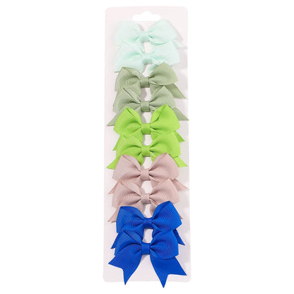 10Pcs/Set New Cute Solid Ribbon Bowknot Hair Clips for Baby Girls Handmade Bows Hairpin Barrettes Headwear Baby Hair Accessories