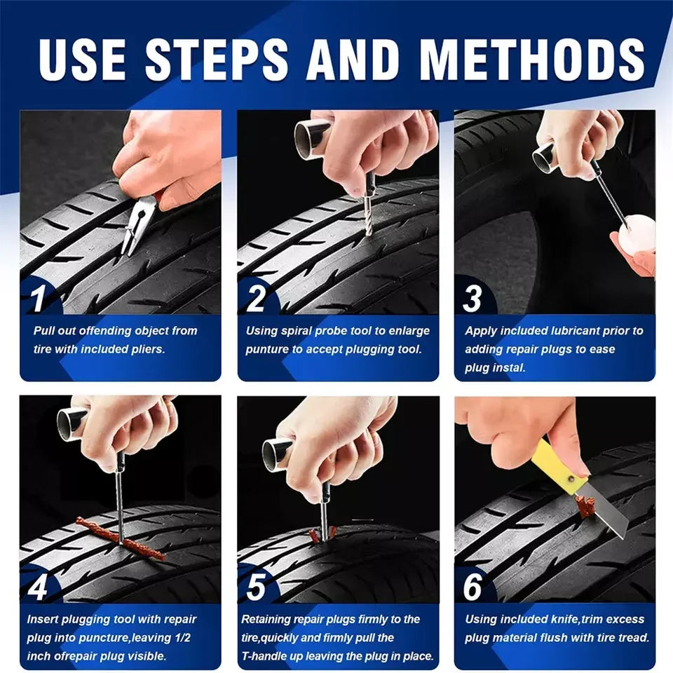 PWS Auto Tire Repair Kit Puncture Plug Tools Tyre Puncture Emergency for Universal Tire Strips Stiring Glue Repair Tool