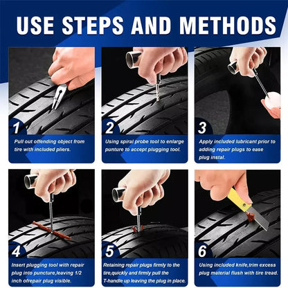 PWS Auto Tire Repair Kit Puncture Plug Tools Tyre Puncture Emergency for Universal Tire Strips Stiring Glue Repair Tool
