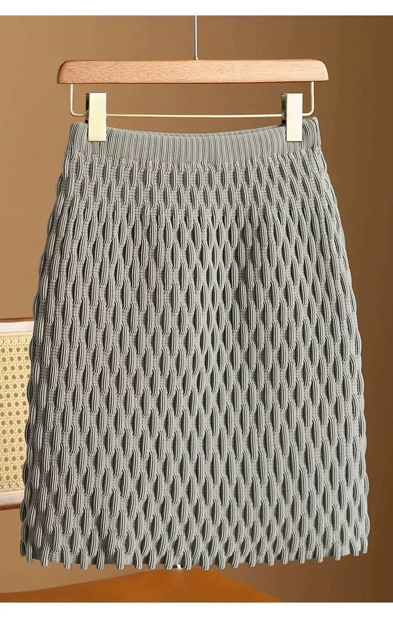 Autumn and Winter New Loose and Slimming Casual Versatile Knitted Base Elegant Skirt Covering Buttocks A-line Skirt for Women