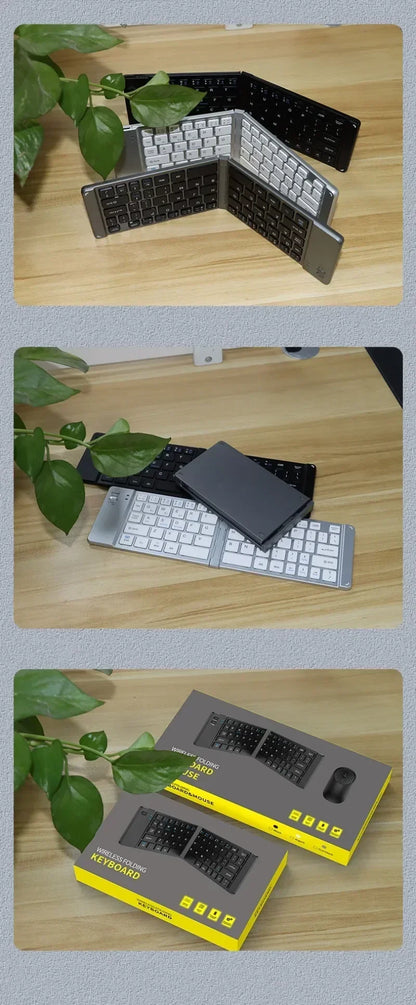 Folding Keyboard and Mouse 2.4G Mini Keypad Bluetooth Wireless Portable Silm Foldable Keyboards for Travel Computer PC iPad