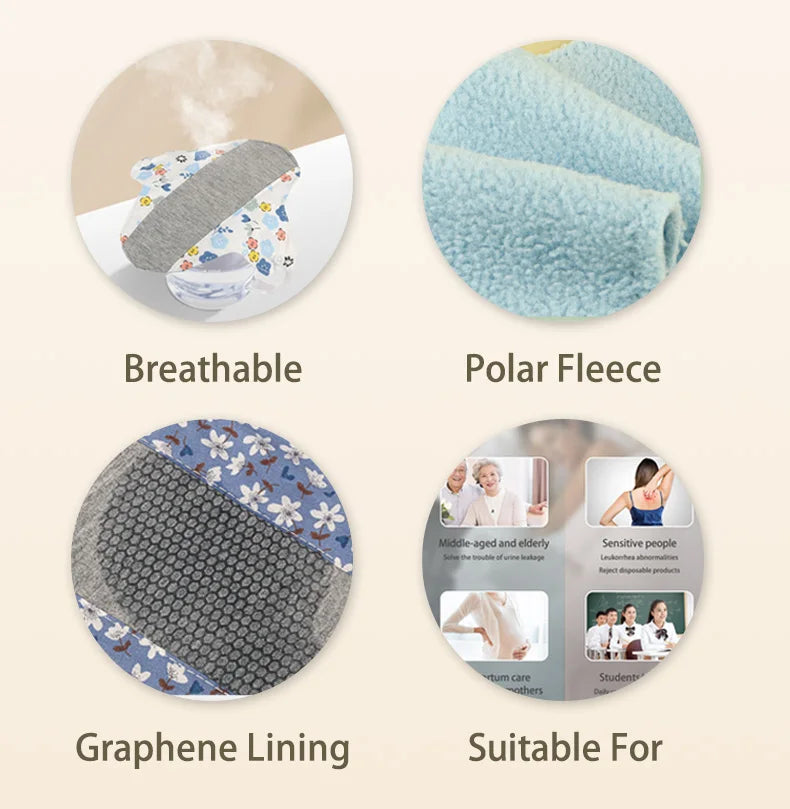 BIAI 5PCS Anti-slip Graphene Sanitary Pads With Wet Bag Reusable Care Pads Breathable Maternity Menstrual Pads For Women 20*23CM