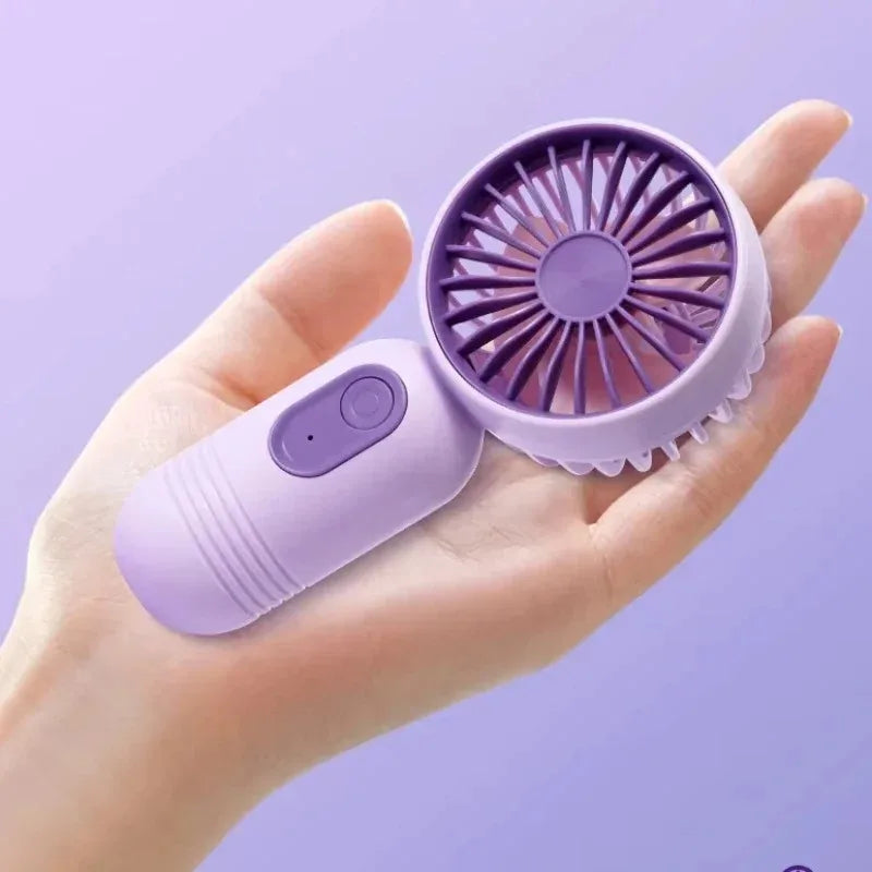 Mini Handheld Fan 3-Speed Strong Wind USB Rechargeable Long Lasting Portable Desk Fan For Students Office Outdoor Travel Camping