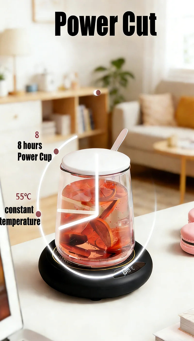 USB Thermostatic Heating Coaster for Home 3-Speed Adjustable Constant Temperature 55-65-75 Degrees Cappuccino Warmer
