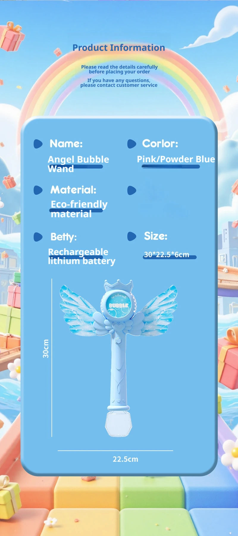 2026 New Electric Angel Automatic Bubble Handheld Bubble Stick Emit Light and Sound Bubble Gun for Party Summer Outdoors Toy