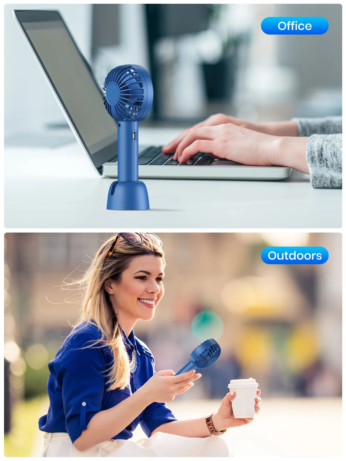 TOPK 1800mAh Rechargeable Mini Portable USB Fan [3-9 Working Hours] Personal Hand Fan table Cute Design Standing fans for room