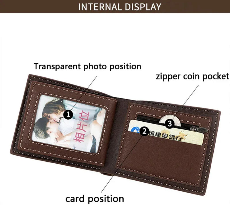 Short Men Wallets Zipper Coin Pocket Slim Card Holders Luxury Male Purses High Quality PU Leather Men's Wallet Money Clips
