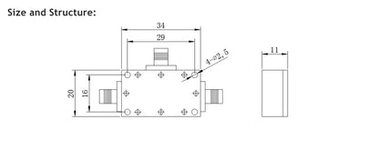 5-21GHz RF Frequency Mixer Up and Down Frequency Converter C/X/KU Band Mixer RF Accessory with SMA-K Connector