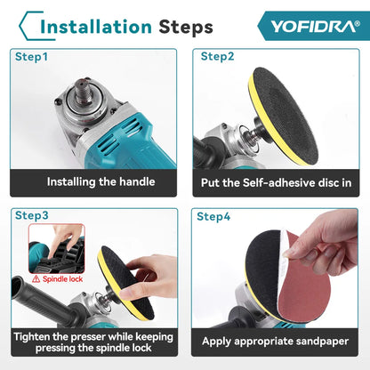 YOFIDRA 2in1 125mm Electric Brushless Angle Grinder 3Gears Woodworking Polisher Cutter Machine Power Tool For Makita Battery Pin