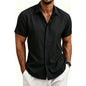 2026 Cotton Linen Shirts for Men Casual Shirts Lightweight Short Sleeve Henley Beach Shirts Fashion Hawaiian T Shirts for Men