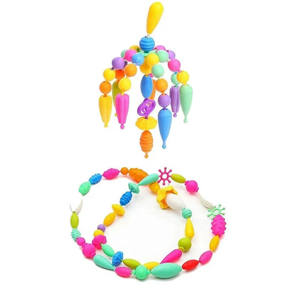 188-608pcs Pop Beads Children Girls Princess Jewelry Making Kit Creative Necklace Bracelet Rings DIY Ideal Christmas Birthday Gi