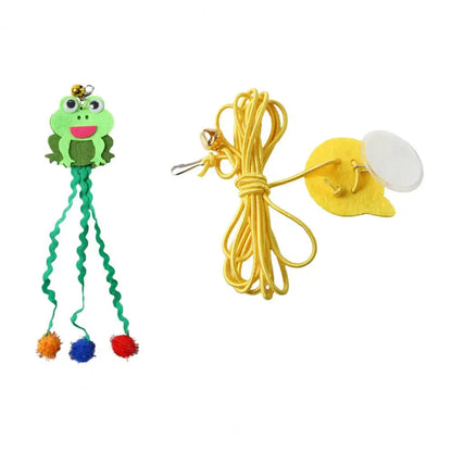 Hanging Cat Toy Swinging Cat Toy with Elastic Rope Feathers Self-play Teaser for Indoor Cats Hanging Bell Hunting Stimulator