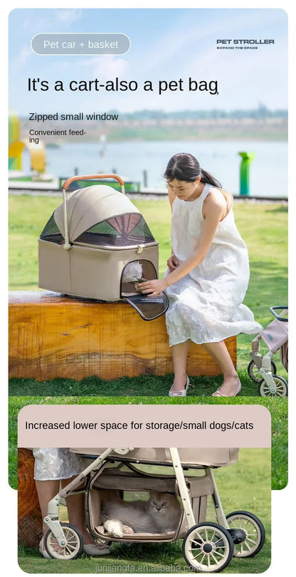 Cat Trolley Cat Stroller Outdoor Pet Stroller Dog Pet Carriers & Travel Products Pet Stroller Double