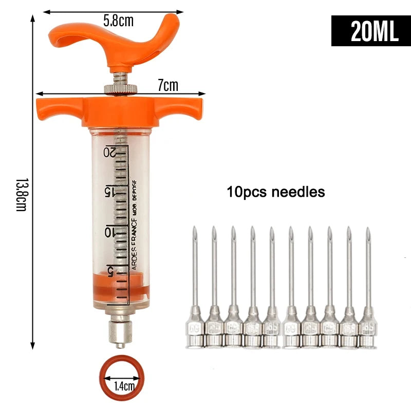 10/30/50ML Animal Syringe Plastic Veterinary Syringe With Needle Bird Feeding Rearing Poultry Syringe Small Pet Medicine Feeder