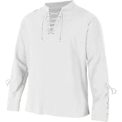 Men's Long Sleeve Shirts Lace Up V-neck Cuff Medieval Pirate Dress Up Streetwear Halloween Gothic Punk Style Men's Clothing
