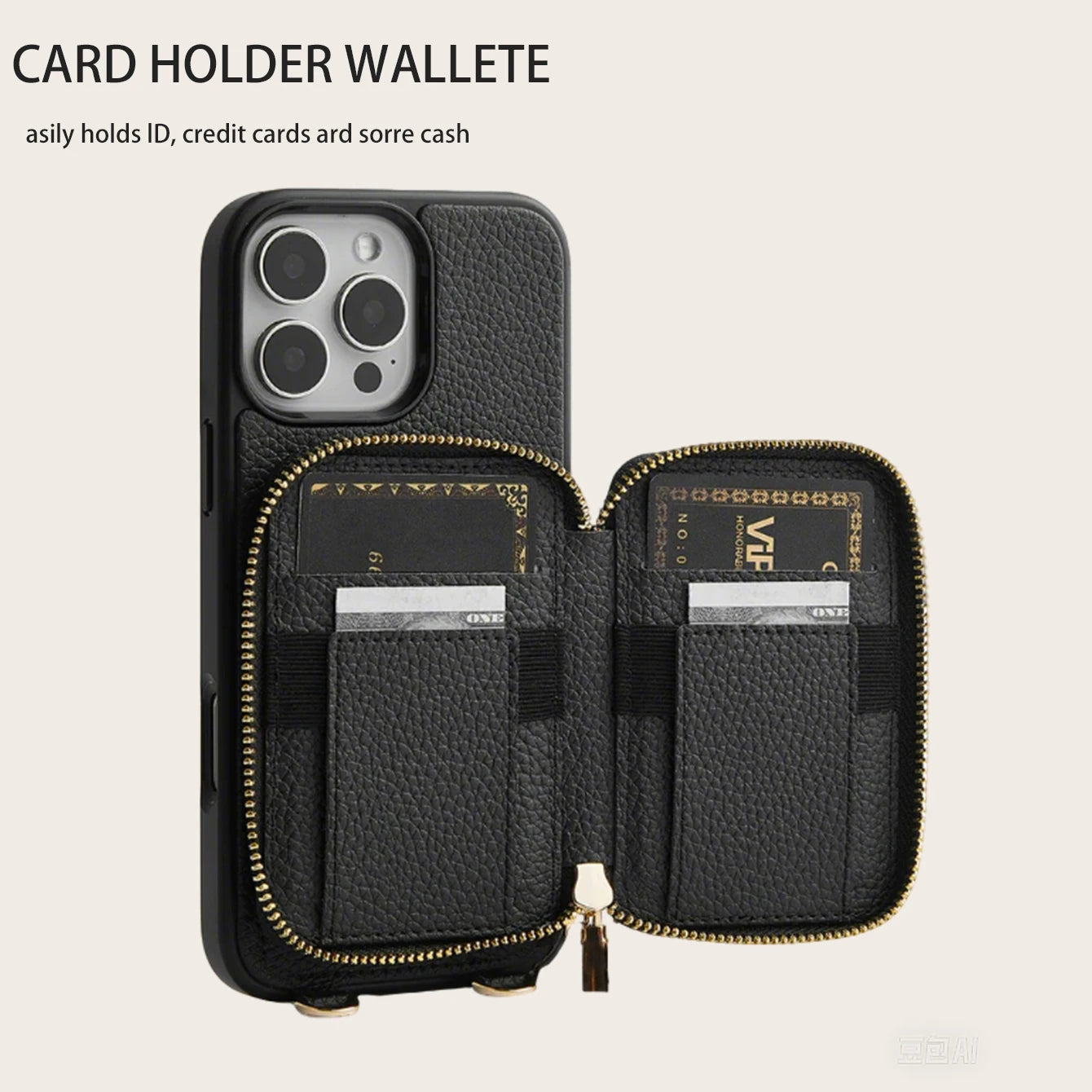 Lychee Texture Crossbody Wallet Multi-Functional Phone Case for iPhone 18 17 16 15 14 13 12 11 PRO MAX