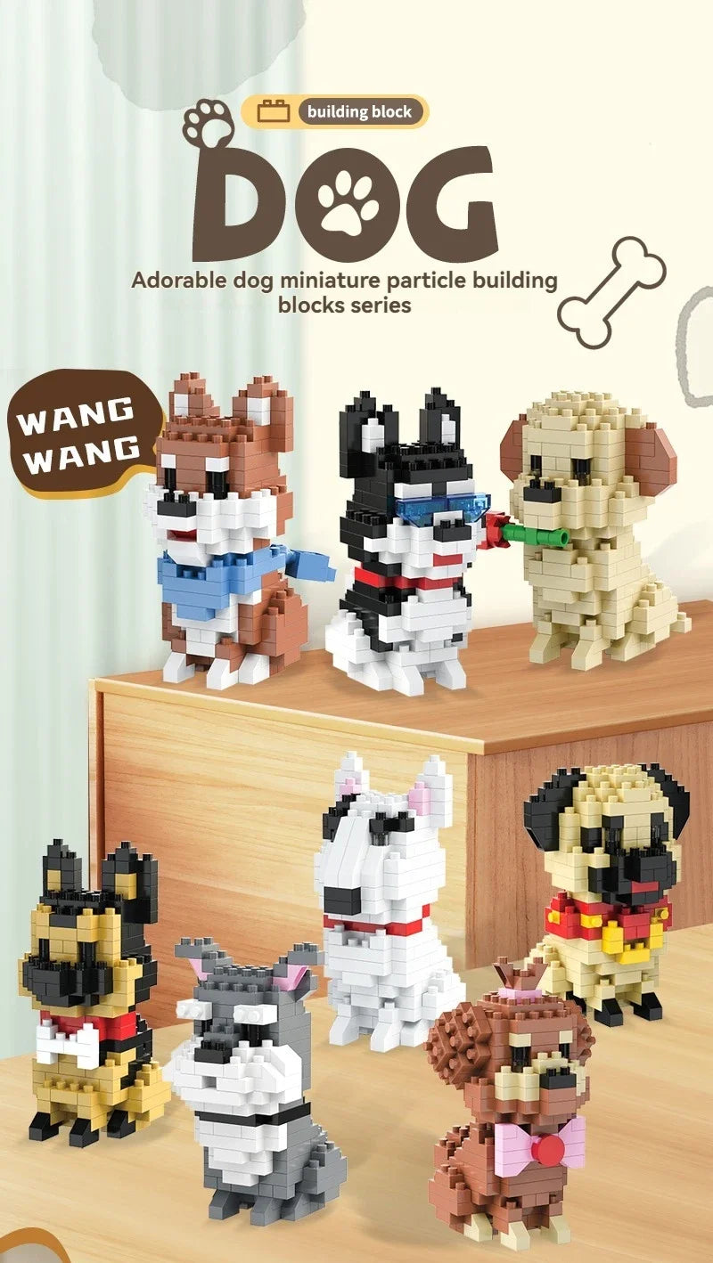 DIY Creative Micro Building Blocks Set  Dogs  Cartoon Character Models DIY Educational Toys For Children Birthday Gift