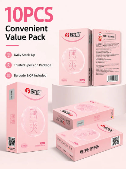 Hot & Cool Sensation Condoms 520 Bouncing Dots Natural Latex Lubricated 10pcs-50pcs Men Extra Stimulation Silky Touch Beilile