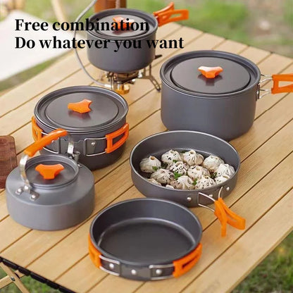 Camping Cookware Cooking Kettle Pot Hiking Picnic Equipment Portable Frying Pan Hanging Pot, Hiking Picnic Tableware
