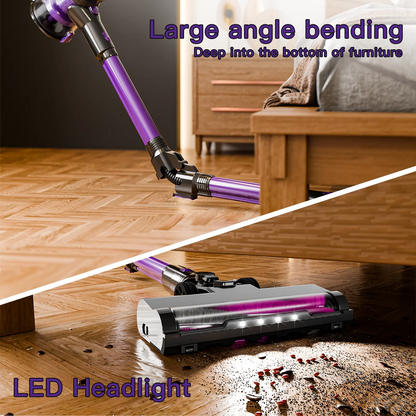 Cordless Vacuum Cleaner,45KPA Stick Vacuum with LED Display,3 Modes 6 in 1 Self-Standing Stick Vacuum Cordless Rechargeable, Handheld Vacuum for Pet Hair/Carpet/Floor/Car